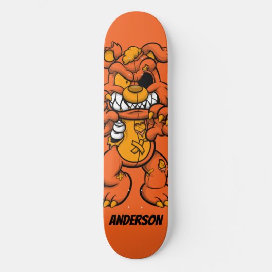 Skateboard Personalisiert Orange Ted Zombie (Vorderseite)