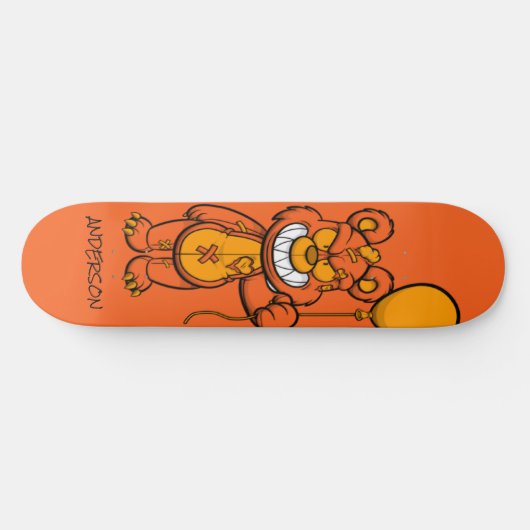 Skateboard Personalisiert Orange Teddy Zombie (Horizontal)