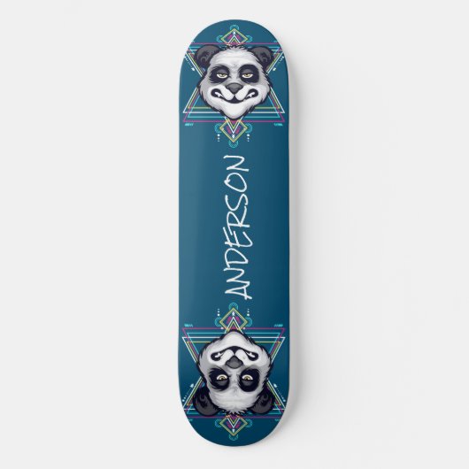 Skateboard Personalisiert Panda Kopf Sacred Geomet (Vorderseite)