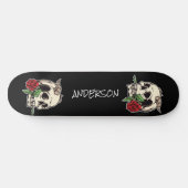 Skateboard Personalisiert Skull und Rose (Horizontal)