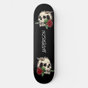 Skateboard Personalisiert Skull und Rose