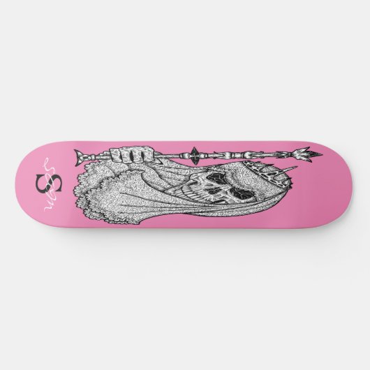Skateboard Pink SMILY MIRLY Skull (Horizontal)