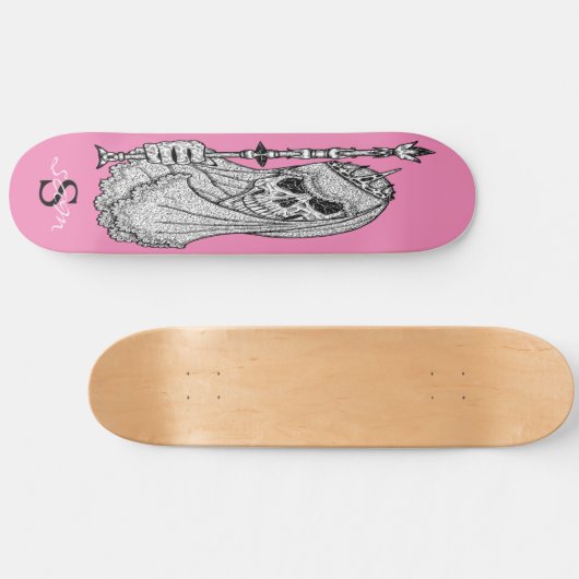 Skateboard Pink SMILY MIRLY Skull (Horizontal)