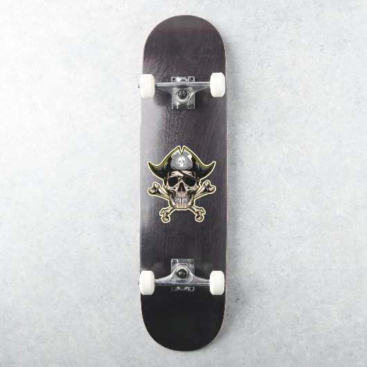 Skateboard Piratenflagge Skull Cross Bones Aufkleber (Skateboard)