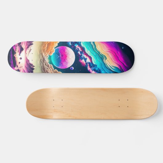 Skateboard Planetas y nubes en el universo (Horizontal)