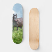 Skateboard Poderoso caballo gris en el campo (Vorderseite)