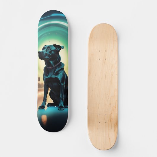 Skateboard Poderoso perro negro guardián (Vorderseite)