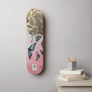 SKATEBOARD POPPIES UND BLAUE SCHALTFLÄCHEN