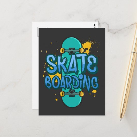 Skateboard Postkarte (Vorderseite/Rückseite Beispiel)