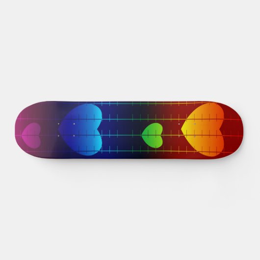 Skateboard, Rainbow-Herz-Muster Skateboard (Horizontal)