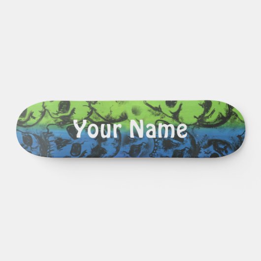 Skateboard - Rainbow Skull - Passen Sie Ihren Name (Horizontal)