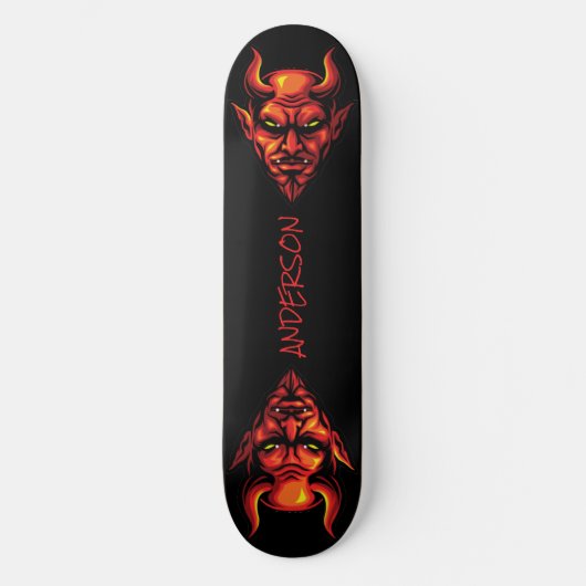 Skateboard Red Devil Head mit Horns (Vorderseite)