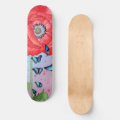 SKATEBOARD RED POPPIES UND BLAUE BUTTERFLIS (Vorderseite)