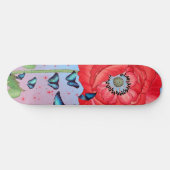 SKATEBOARD RED POPPIES UND BLAUE BUTTERFLIS (Horizontal)