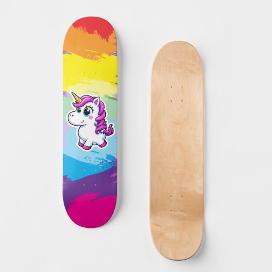 Skateboard-Regenbogeneinhorn Skateboard (Vorderseite)