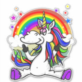 Skateboard Regenbogenunicorn Aufkleber (Vorderseite)