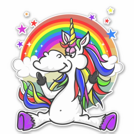Skateboard Regenbogenunicorn Aufkleber (Vorderseite)