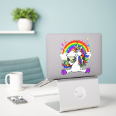 Skateboard Regenbogenunicorn Aufkleber (Laptop auf Schreibtisch)