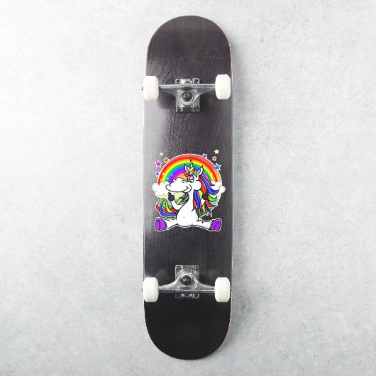 Skateboard Regenbogenunicorn Aufkleber (Skateboard)