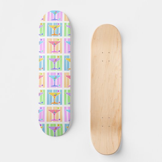 Skateboard - Retro Pop-Kunst-Martinis (Vorderseite)