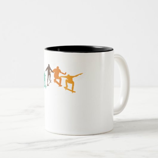 Skateboard Retro Skateboard Skateboard Skater Zweifarbige Tasse (VorderseiteRechts)