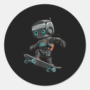 Skateboard-Roboter-Kostüm für einen coolen Look  Runder Aufkleber