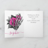 Skateboard Rosa SchädelGeburtstagskarte Karte (Innenseite)