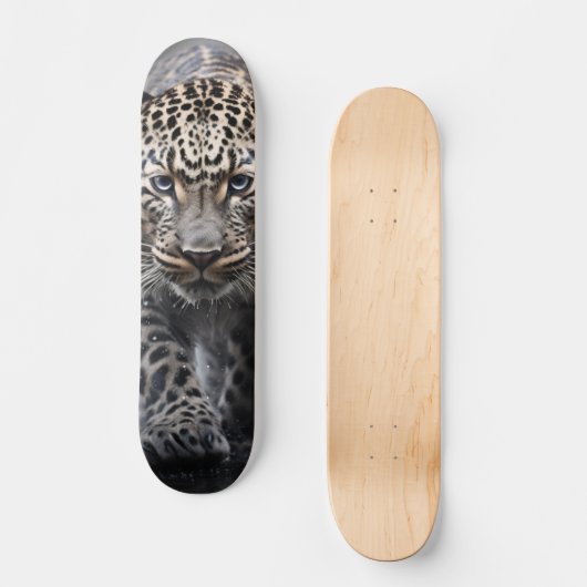  Skateboard Salvaje leopardo con mirada intensa (Vorderseite)