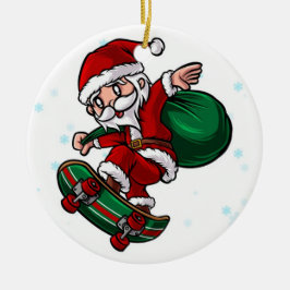Skateboard Santa Claus Keramik Ornament