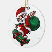 Skateboard Santa Claus Keramik Ornament (Links)