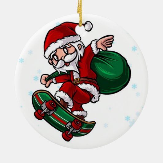 Skateboard Santa Claus Keramik Ornament (Hinten)