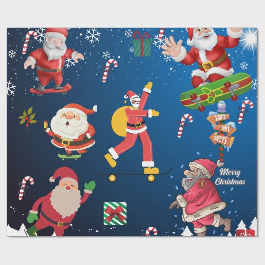 Skateboard Santa Geschenkpapier (Flach)