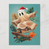 Skateboard Santa Ghost Postkarte (Vorderseite)