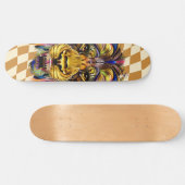 Skateboard Schachbrettkarton Retro Goldene Löwe (Horizontal)