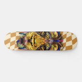 Skateboard Schachbrettkarton Retro Goldene Löwe (Horizontal)