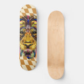 Skateboard Schachbrettkarton Retro Goldene Löwe (Vorderseite)
