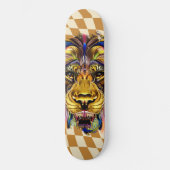 Skateboard Schachbrettkarton Retro Goldene Löwe (Vorderseite)