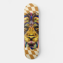 Skateboard Schachbrettkarton Retro Goldene Löwe