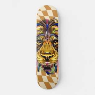 Skateboard Schachbrettkarton Retro Goldene Löwe