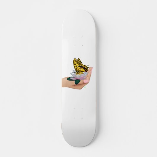 Skateboard Schmetterling in der Hand (Vorne)