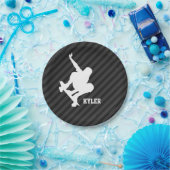 Skateboard; Schwarz und Dunkelgrau Streifen Pappteller (Party)