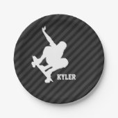 Skateboard; Schwarz und Dunkelgrau Streifen Pappteller (Vorderseite)