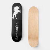 Skateboard Schwarz-weiß Unicorn (Vorderseite)