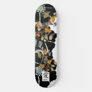 SKATEBOARD SCHWARZE FLÄCHE UND SCHALTFLÄCHE KANJI 