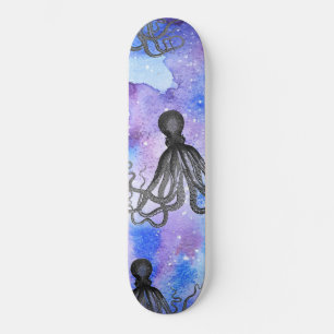 Skateboard - Schwarzer und weißer Oktopus