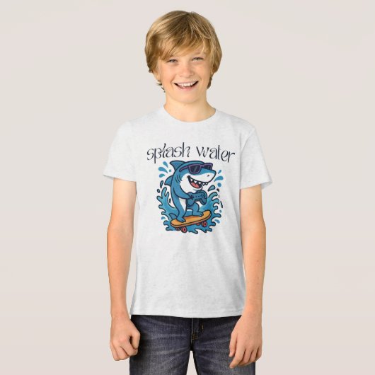 Skateboard Shark - Cooler Hai mit Sonnenbrille Rid Tri-Blend Shirt (Vorderseite voll)