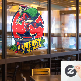 Skateboard Shop Santa Claus Skateboarder Decor Fensteraufkleber