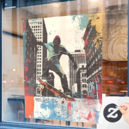 Skateboard Shop Wandkunst Reiten Auf Einer Schiene Fensteraufkleber