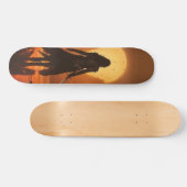 Skateboard Silueta de mujer guerrera al amanecer (Horizontal)