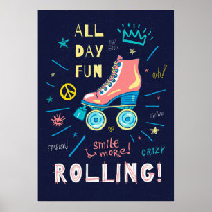 Skateboard Skateboard Der ganze Tag Spaß Poster